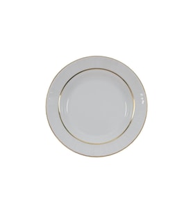 19cm Sedef Çukur Yemek Tabağı Seti, 6'lı Altın File Detaylı