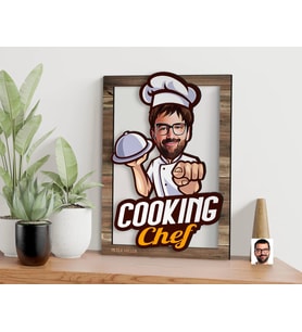 BK Gift Kişiye Özel Chef Karikatürlü 3D Ahşap Tablo, Sevgiliye Hediye, Arkadaşa Hediye, Yıl Dönümü Hediyesi, Doğum Günü Hediyesi-5