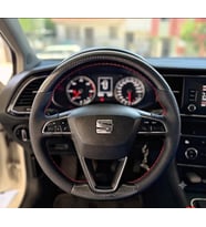 Seat Leon Style Araca Özel Direksiyon Kılıfı SOFT NOKTA 5D KRİSTAL KIRMIZI İPLİ