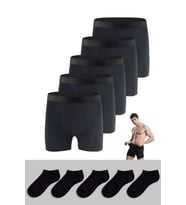 Erkek 5'li Siyah Çorap Ve Boxer Seti