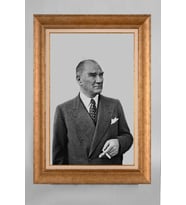 Altın Varaklı Paspartulu Çerçeveli Atatürk Tablo nt1149