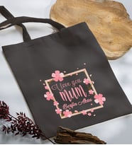 BK Gift Kişiye Özel İsimli Anneler Günü Tasarımlı Antrasit Kumaş Bez Çanta, Baskılı Omuz Çantası, Alışveriş Çantası, Anneler Günü Hediyesi, Anneye Hediye-7
