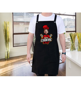 BK Gift Kişiye Özel Erkek Chef Karikatürlü Profesyonel Siyah Mutfak Önlüğü, Aşçı Önlüğü, Şef Önlüğü, Arkadaşa Hediye-10