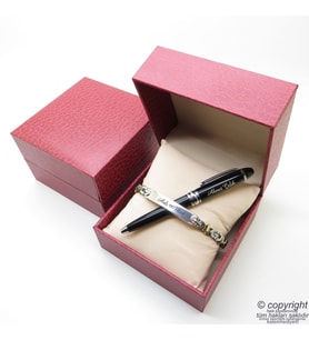 Kişiye Özel Gold Krom Metal Unisex Bileklik + İsme Özel Mini Cep Kalemi - Hediyelik Kutulu Set (Karışık)