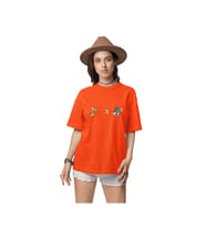 Tom ve Jerry Ön Baskılı Oversize Unisex T-shirt (Turuncu)
