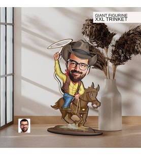 BK Gift Kişiye Özel Kovboy Karikatürlü Büyük Boy Ahşap Biblo-1 Arkadaşa Hediye , Sevgiliye Hediye, Kişiye Özel Biblolar