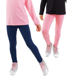 Lacivert ve Pembe Kız Çocuk 2'li Paket Tayt (Çok Renkli)