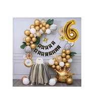 Kral Taçlı Gold Zincir Balon Doğum Günü Seti 6 Yaş