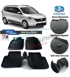Dacia Lodgy Havuzlu 3D Paspas Niken Siyah 2013 Sonrası