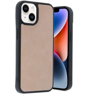 iPhone 14 Kılıf Aras Deri Kapak - Pudra