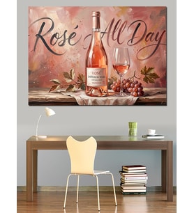 Rose All Day Şarap Reklamı Dekoratif Kanvas - Mdf Ahşap Tablo