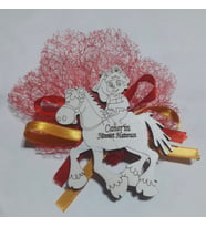 Ahşap Lazer Kesim At Sünnet Çocuğu Sarı Kırmızı Magnet