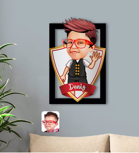 BK Gift Kişiye Özel İsimli Erkek Çocuk Karikatürlü 3D Ahşap Tablo-2