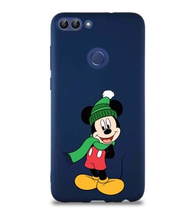 Huawei P Smart Soft Premier Kapak Mickey Mouse-G Tasarımlı Silikon Kılıf - Lacivert (Şeffaf)