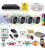 4 Kameralı Set Yapay Zeka Özellikli Gece Renkli 5MP SONY Lens FULLHD Güvenlik Kamerası Seti 604W-104