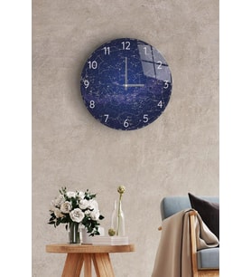 Çap 27cm - Gökyüzü Haritası - Dekoratif Cam Duvar Saati
