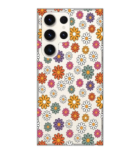 Samsung Galaxy S24 ULTRA Uyumlu Çiçek Desenli Şeffaf Telefon Kılıfı