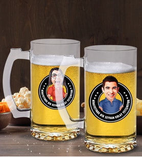 BK Gift Kişiye Özel Erkek ve Kadın Kolay Yetişmiyor Karikatürlü 2’li Cam Bira Bardağı 50cl-3 (Beyaz)