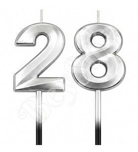 28 Rakam Mum Gümüş