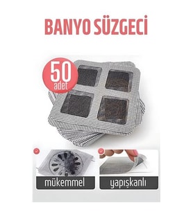 Banyo Gider Süzgeci 50 Adet Yapışkanlı Filtre, 10X10 Cm