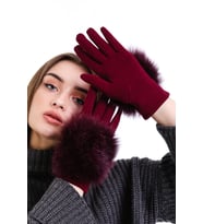 MODAQUEEN Kadın Bordo Kürklü Eldiven GLV1