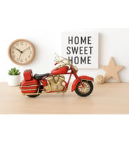 El Yapımı Dekoratif Nostaljik Metal Chopper Motosiklet  D-079 (Kırmızı)