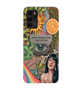 Oppo A16 Uyumlu Vintage Kolaj Desenli Şeffaf Telefon Kılıfı