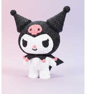Örgü Desenli Kuromi Figürü - 3D Baskı Amigurumi Görünümlü Sanrio Koleksiyon Biblosu