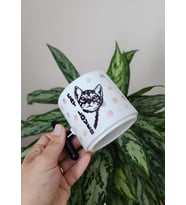 Kedi Severler İçin Cat Lover Yazılı Kedi ve Pati İzi Desenli Porselen T Kupa Bardak Latte Fincanı