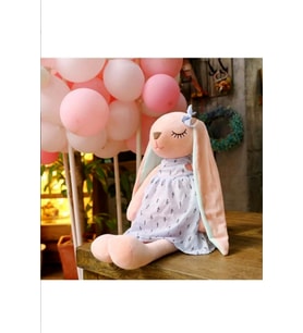 Uzun Kulaklı Tavşan Peluş Oyuncak Sevimli Uyku Oyun Arkadaşı 35 Cm Mavi