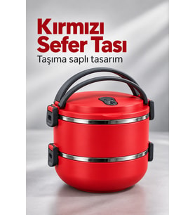 Sızdırmaz Kapaklı İki Katlı Sefer Tası Beslenme Kabı