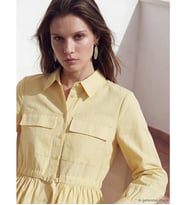 LCW Modest Sarı Beli Kemerli Poplin Gömlek Elbise