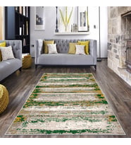 Yeşil Batik Desen Renk Geçişli Yıkanabilir Kaymaz Taban Leke Tutmaz Modern Salon Halısı ve Yolluk