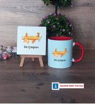 Arkeolog Dekoratif Taş, Kupa Bardak Kırmızı Hediye (Model 1)