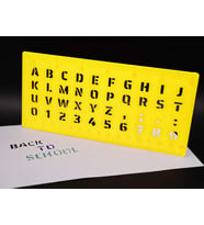 3D Baskı Alfabe, Rakam ve Cetvel Şablonu - Yazı Çizim Kalıbı - Sarı