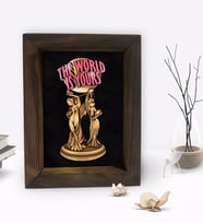 Bk Gift The World Is Yours Tasarımlı Dekoratif Doğal Masif Ahşap Çerçeve 15x20cm-2 (Beyaz)