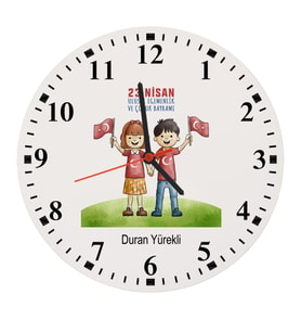 23 Nisan Tasarımlı Kişiye Özel Duvar Saati
