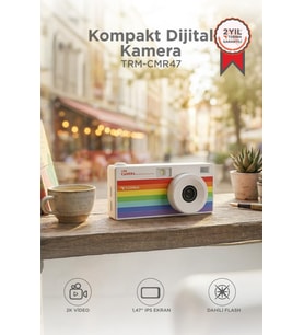 Torima Life Dijital Kamera Selfie Video Vlog Kamerası Mini Fotoğraf Makinesi CMR47 Beyaz
