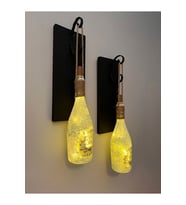 Kopya - Tıpa Peri Led Işıklı Siyah Ahşap Cam Şampanya Şişesi Duvar Aplik 2'li Set (Çok Renkli)