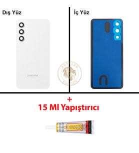 Samsung A54 Beyaz Arka Pil Kapağı Batarya Kapağı Lazer Kesim + B-7000 Yapıştırıcı