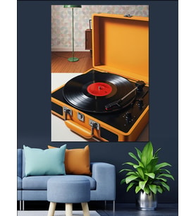 Plak Çalar Vintage Müzik Dekoratif Kanvas - Mdf Ahşap Tablo