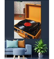Plak Çalar Vintage Müzik Dekoratif Kanvas - Mdf Ahşap Tablo
