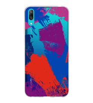 Huawei Y7 Pro 2019 Uyumlu Kapak Brush Stroke Tasarımlı Şeffaf Silikon Kılıf