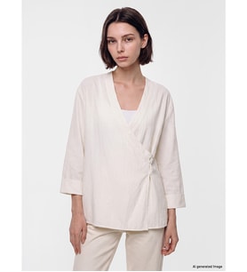 LCW Modest Ekru Kruvaze Yaka Kadın Kimono