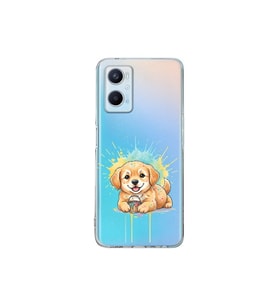 OPPO A96 ile Uyumlu Splash Köpek Tasarımlı Şeffaf Silikon Kılıf