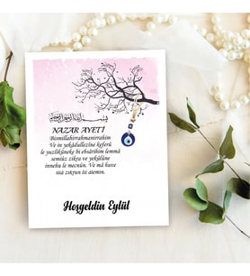 Takı Kartı - Nazar Ayetli Hoş geldin Bebeğim Hatırası - Şans Bilekliği, Anahtalık, Toka, Takı, İnci Küpe Kartı