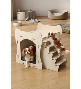 Köpek Kulübesi Ahşap Köpek Evi Açık Meşe Renk Model 3