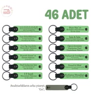 Okulda Görevli Tüm Eğitmenlere, 46'lı Set, Üzerine İsim Yazılabilen Deri Anahtarlık, F Yeşil & Gri (Fıstık Yeşili)