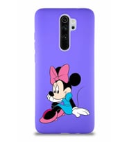 Xiaomi Redmi Note 8 Pro Soft Premier Kapak Minnie Mouse-E Tasarımlı Silikon Kılıf - Mor (Şeffaf)