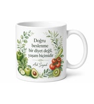 Diyetisyene Hediye Sağlıklı Yaşam Temalı Seramik Kupa Bardak Özel Tasarım